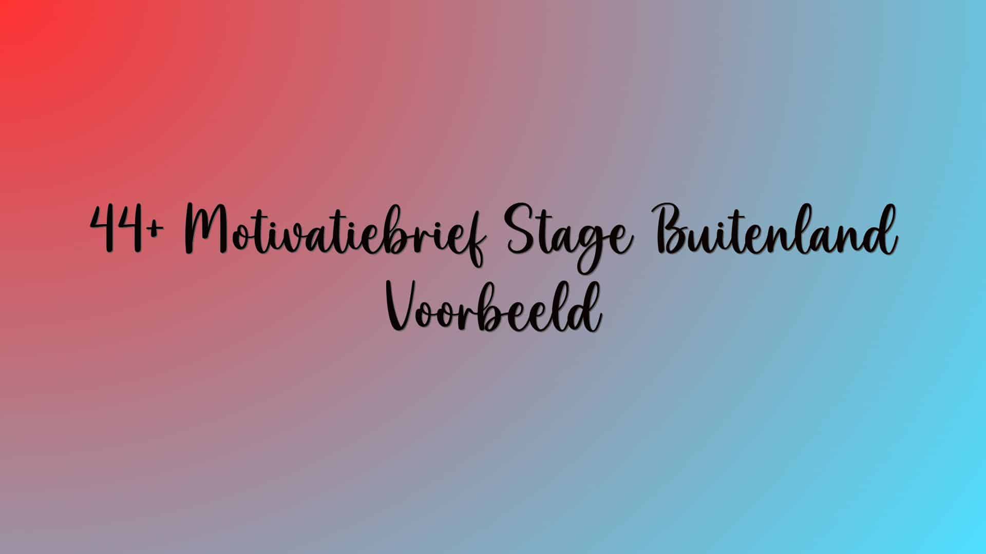 44+ Motivatiebrief Stage Buitenland Voorbeeld